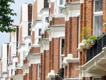 a row of brick buildings